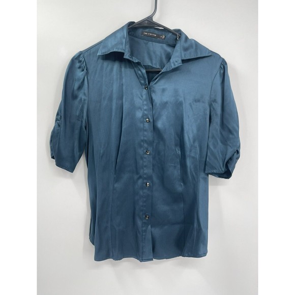The Limited Short Sleeve Button Up  Blue  Blouse size‎ Small Silk Blend - Picture 1 of 7